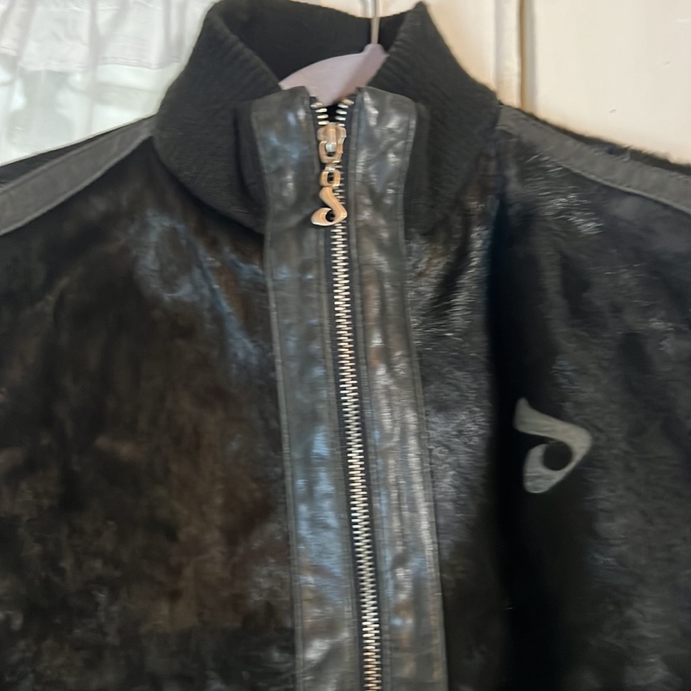 DAVOUCCI Leather Bomber Jacket Women’s X-Large Black With Satin Lining